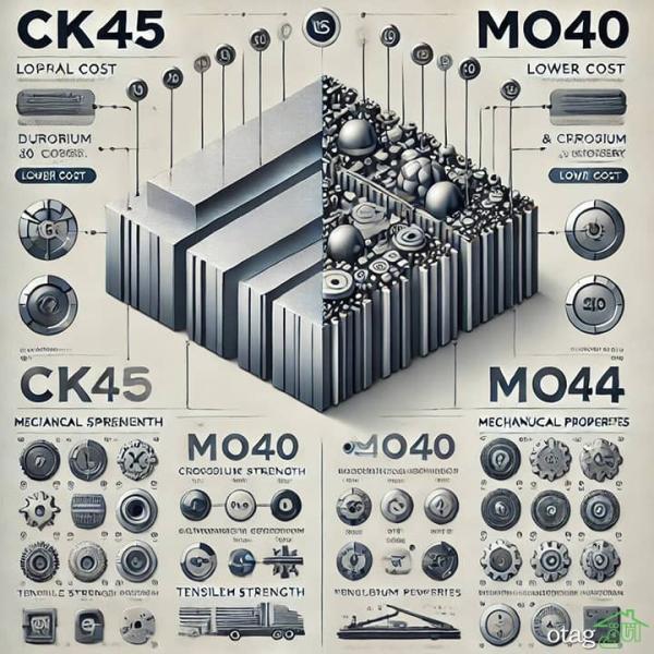 تفاوت فولاد CK45 و MO40